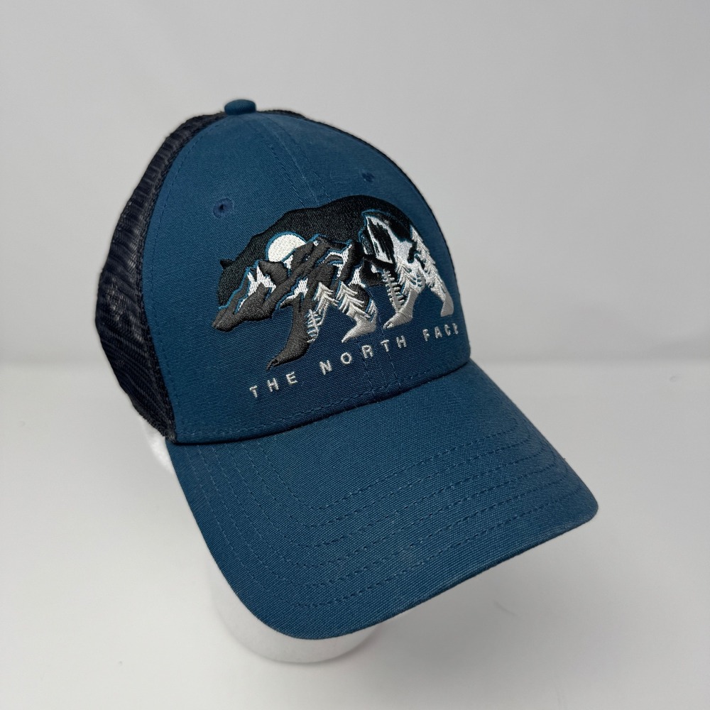 The North Face Mens Blue Bear Mountain Embroidered Trucker Snapback Hat